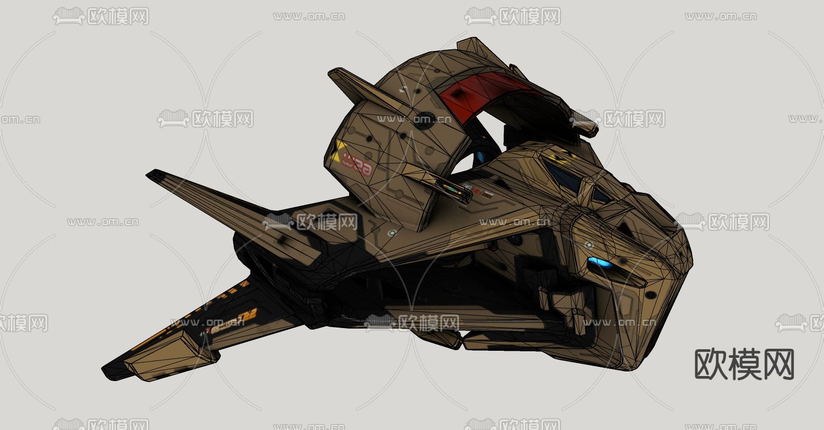 科幻飞行器 宇宙飞船 外星战舰su模型下载（渲染图2）