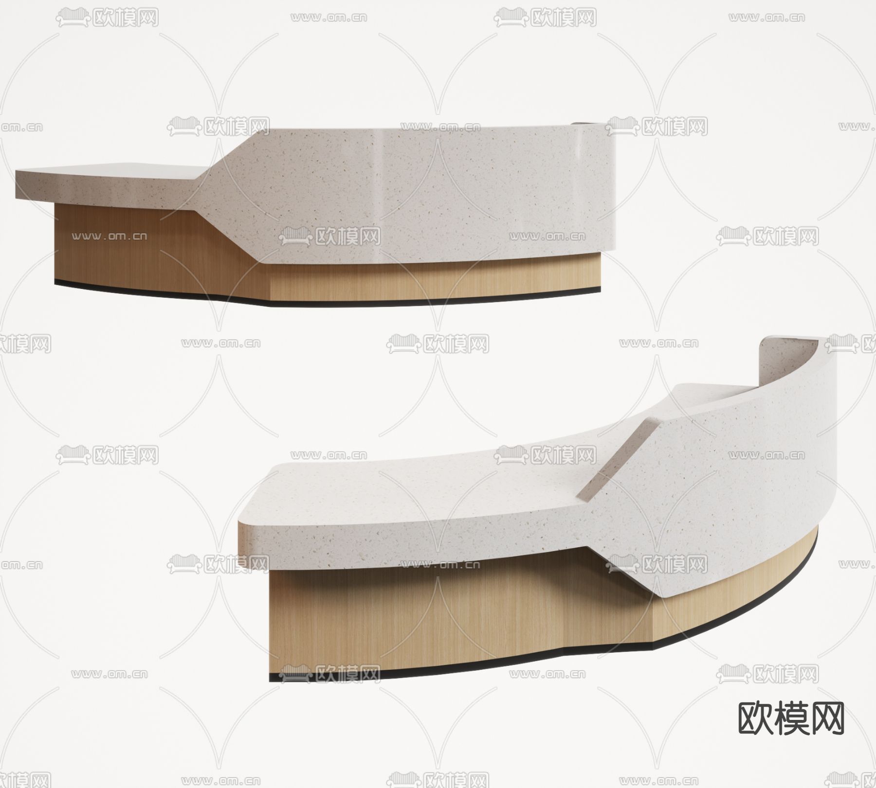 弧形前台 接待台 服务台3d模型下载