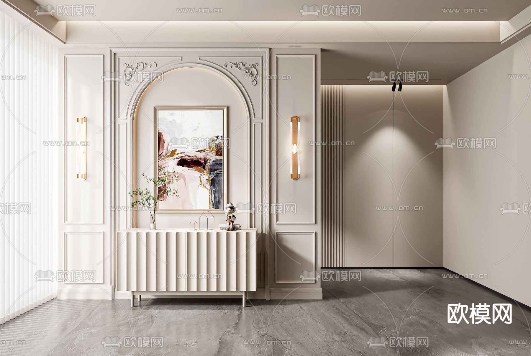 简欧门厅 玄关过道3d模型下载