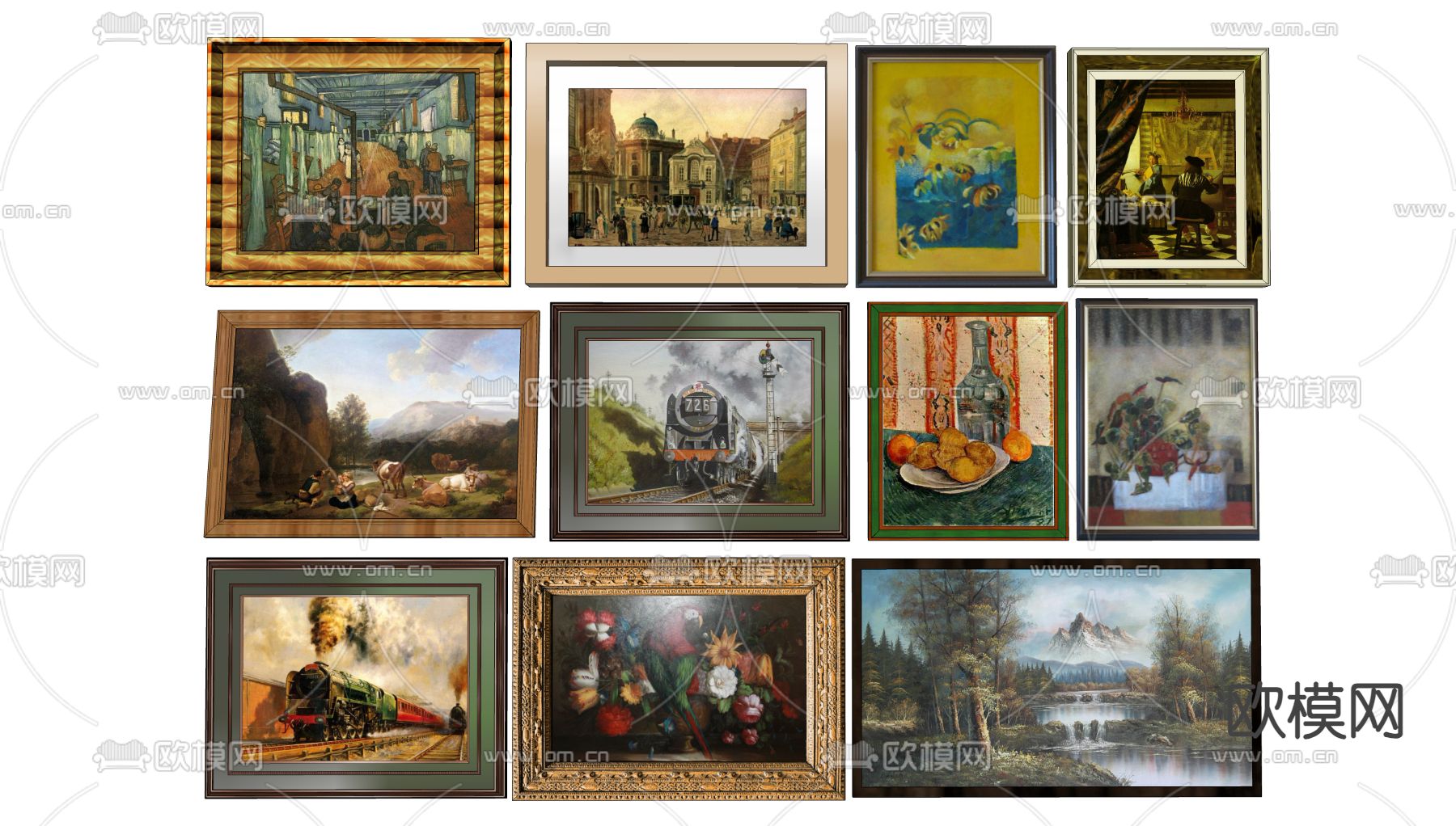 油画 壁画 挂画su模型下载