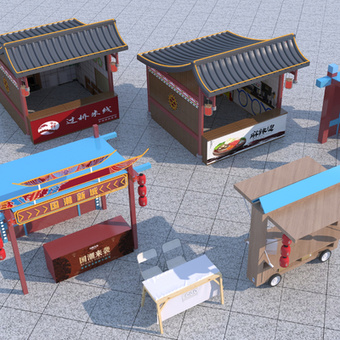 小吃摊位 外摆摊3d模型