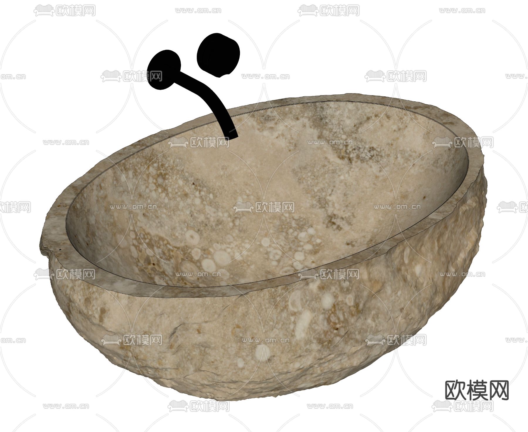 侘寂台上盆 洗面盆su模型下载（渲染图2）