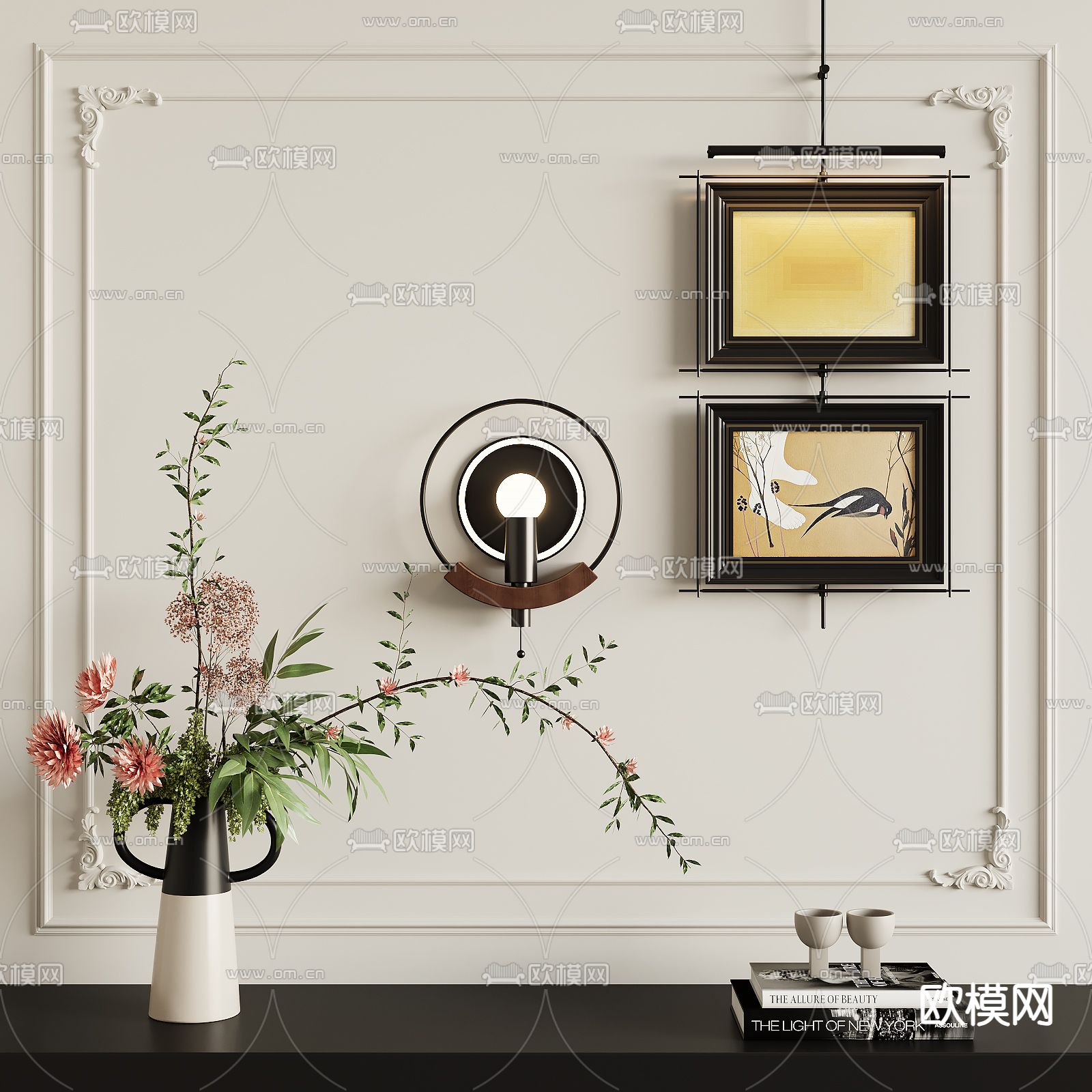 中古风装饰画su模型下载（渲染图1）