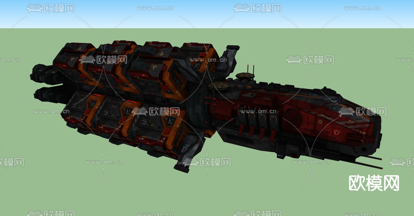 科幻飞行器 宇宙飞船 外星战舰su模型下载（渲染图2）
