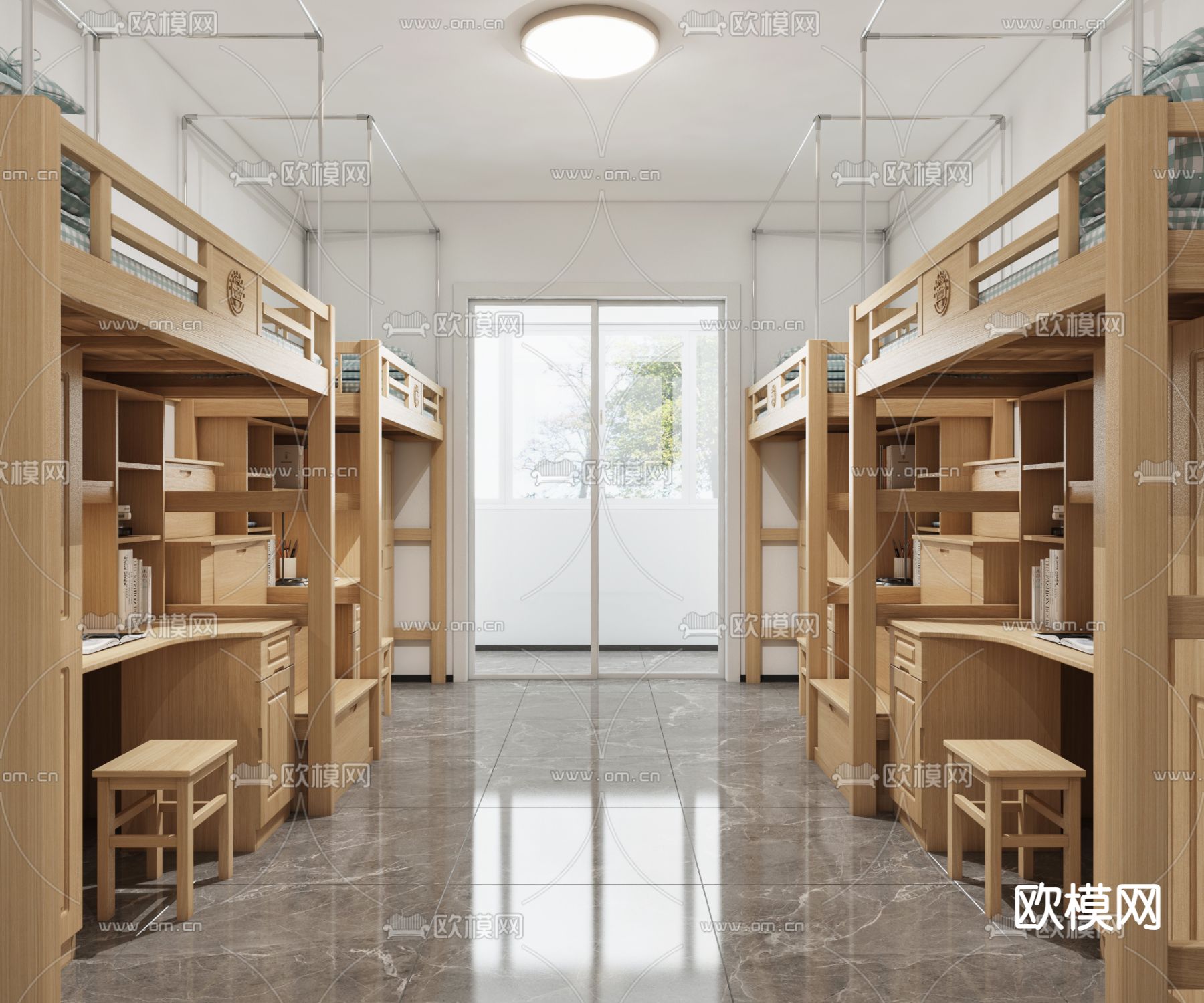 现代学校宿舍su模型下载_ID14280973_sketchup模型下载-欧模网