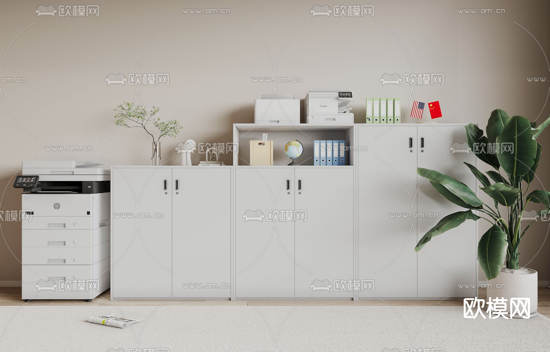 现代文件柜su模型下载（渲染图1）
