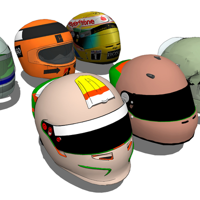  机车帽 头盔 安全帽su模型 