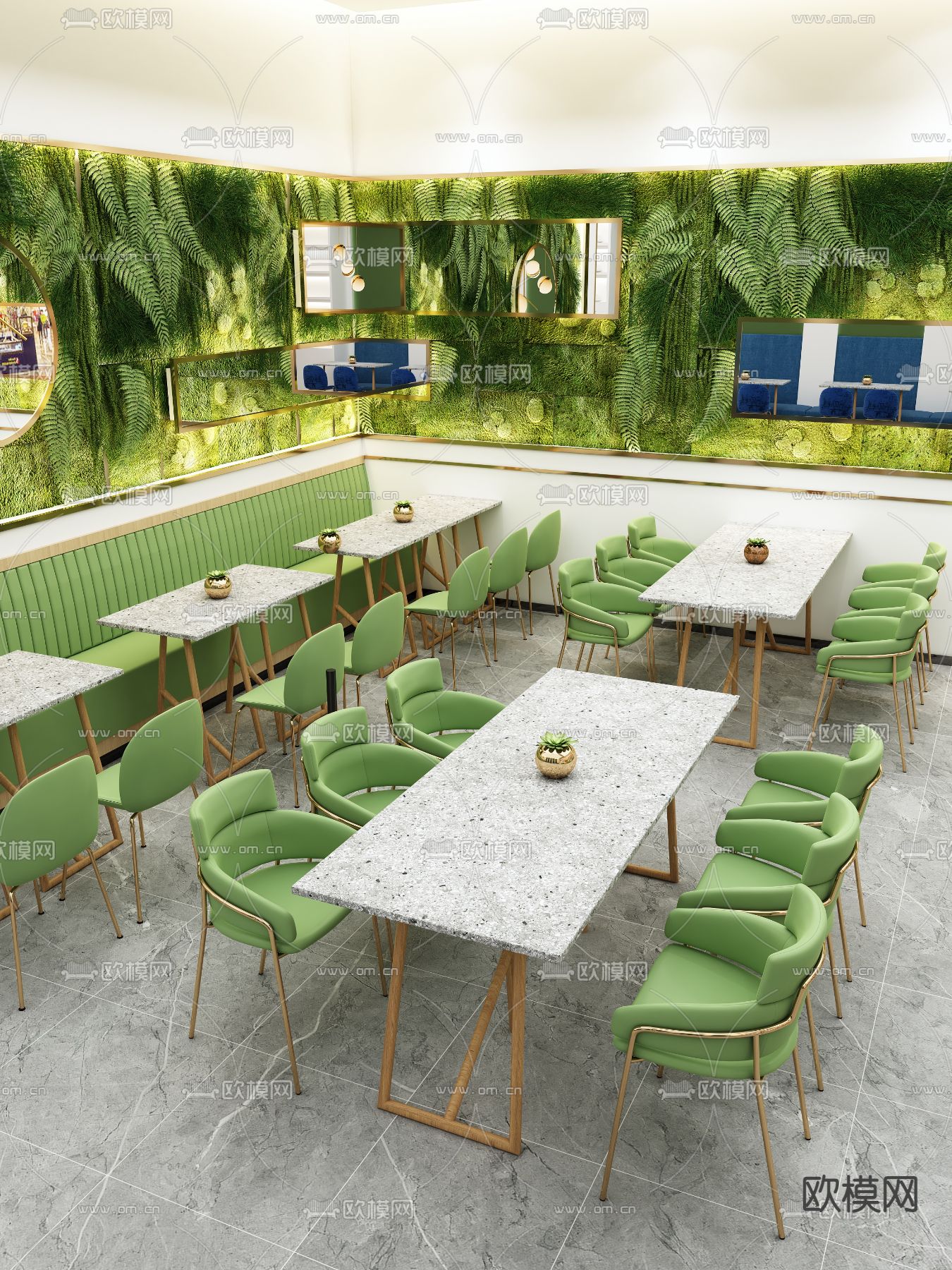小清新咖啡店 咖啡馆3d模型下载（渲染图2）