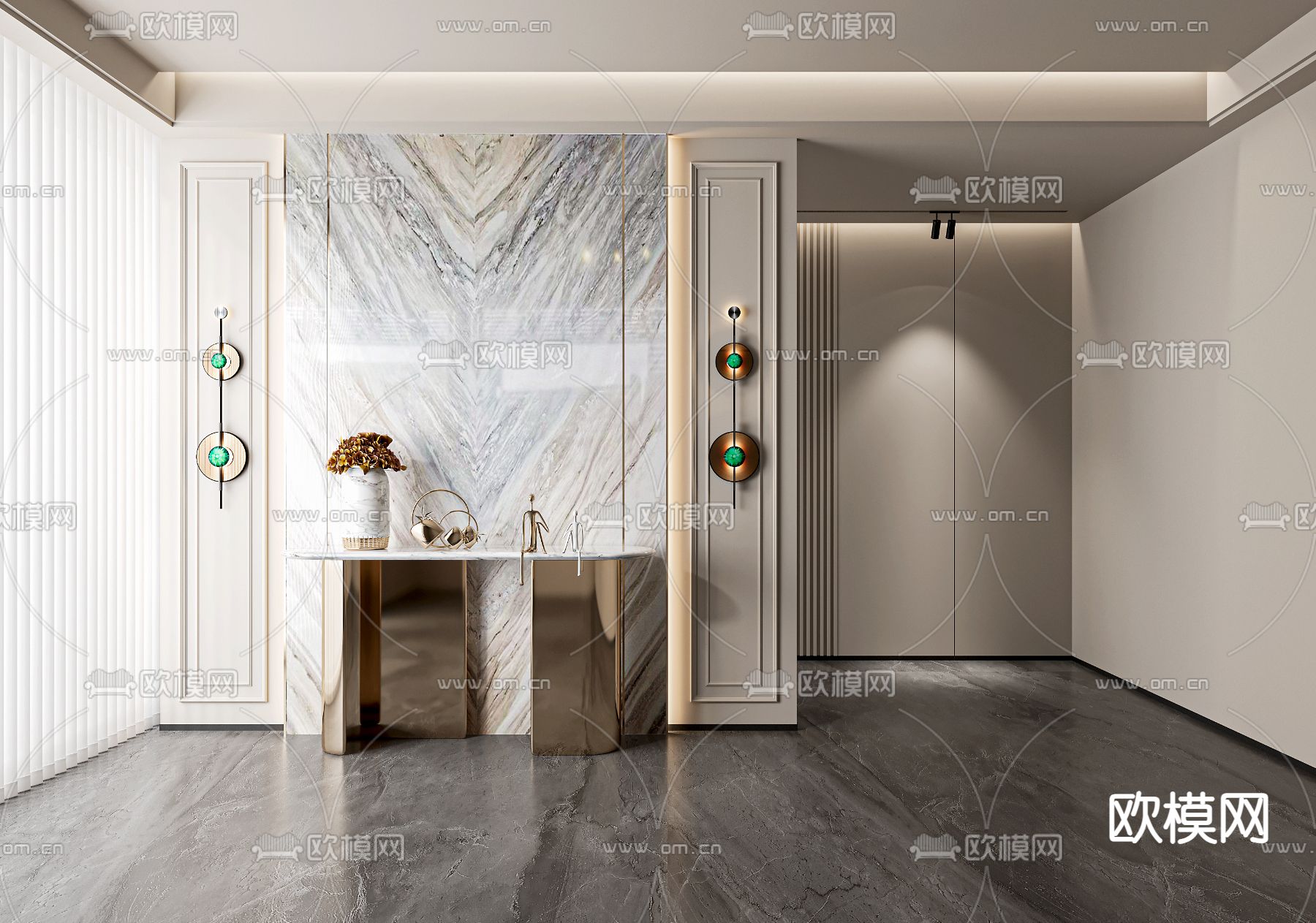 简欧门厅 玄关过道3d模型下载