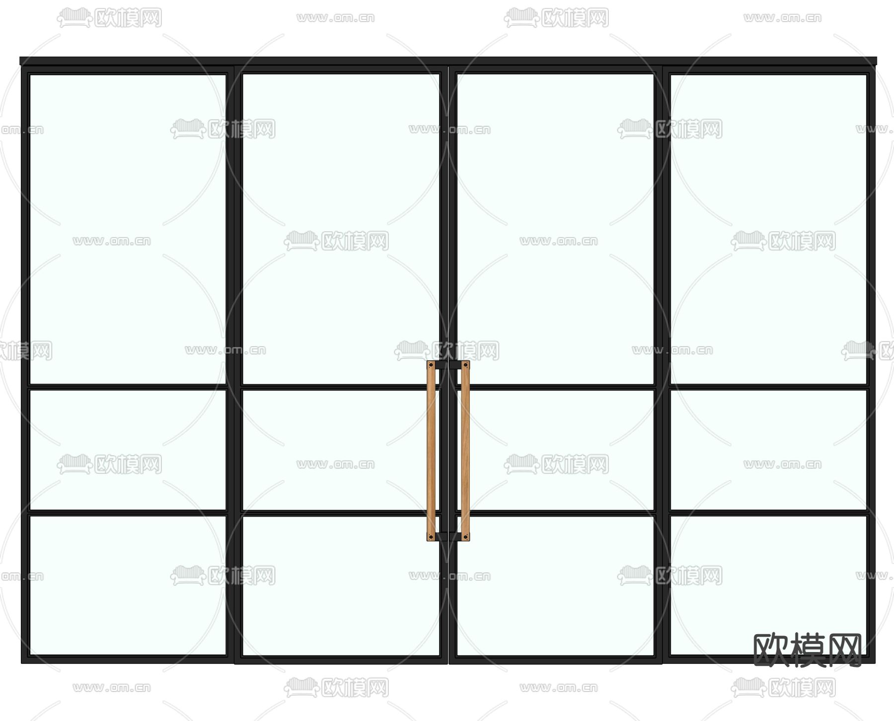 玻璃推拉门 双开门su模型