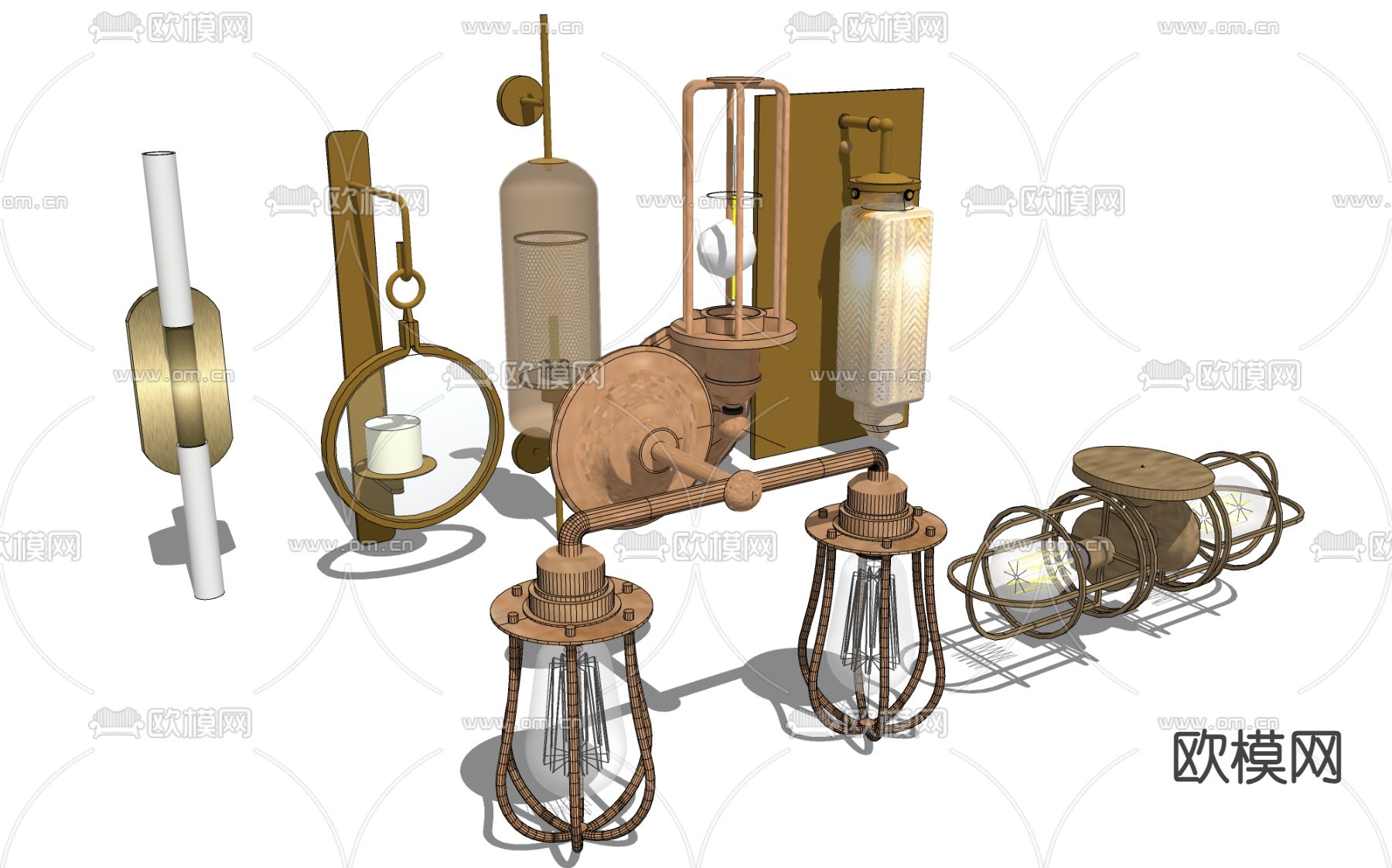 轻奢壁灯 镜前灯su模型下载（渲染图2）