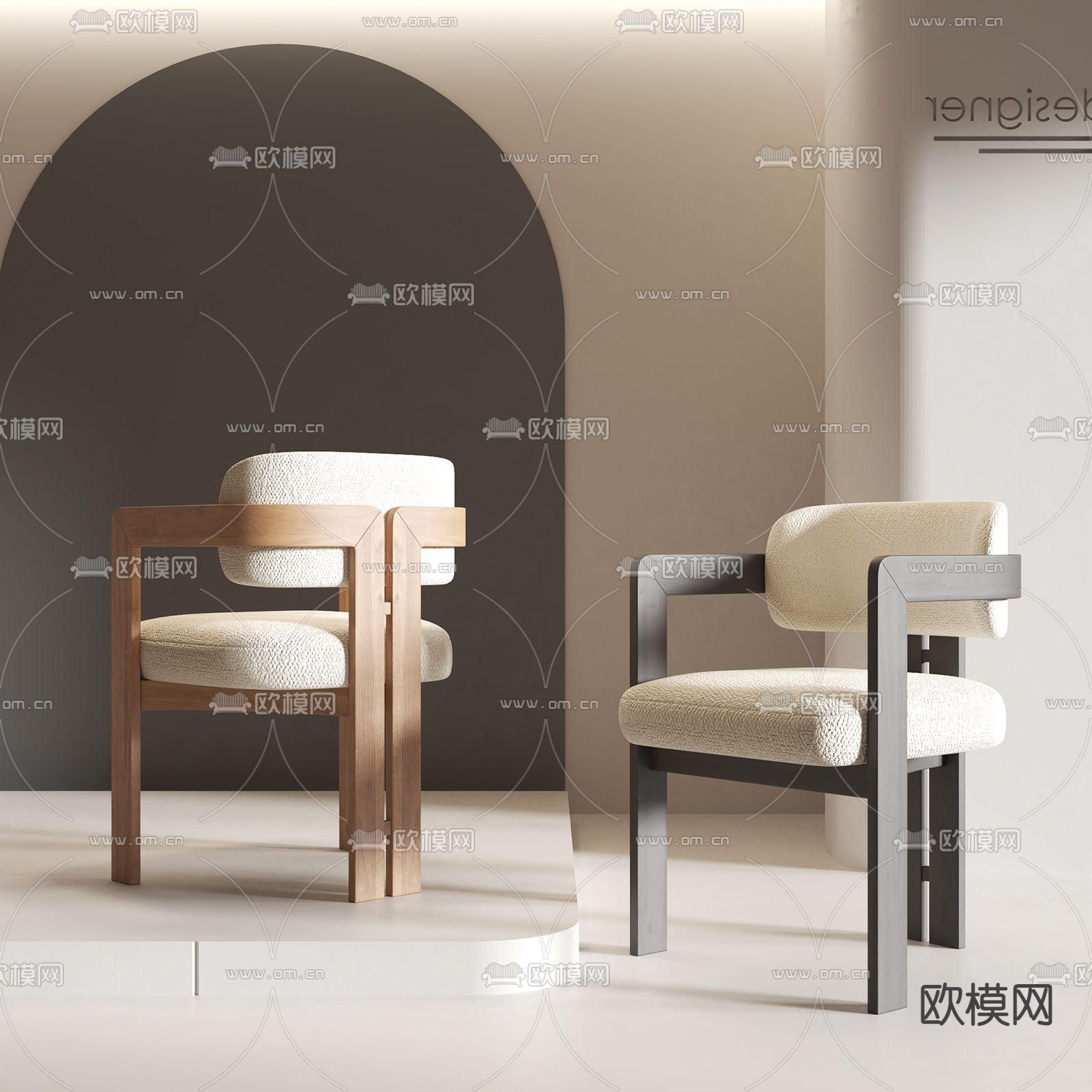 侘寂椅子 餐椅3d模型下载