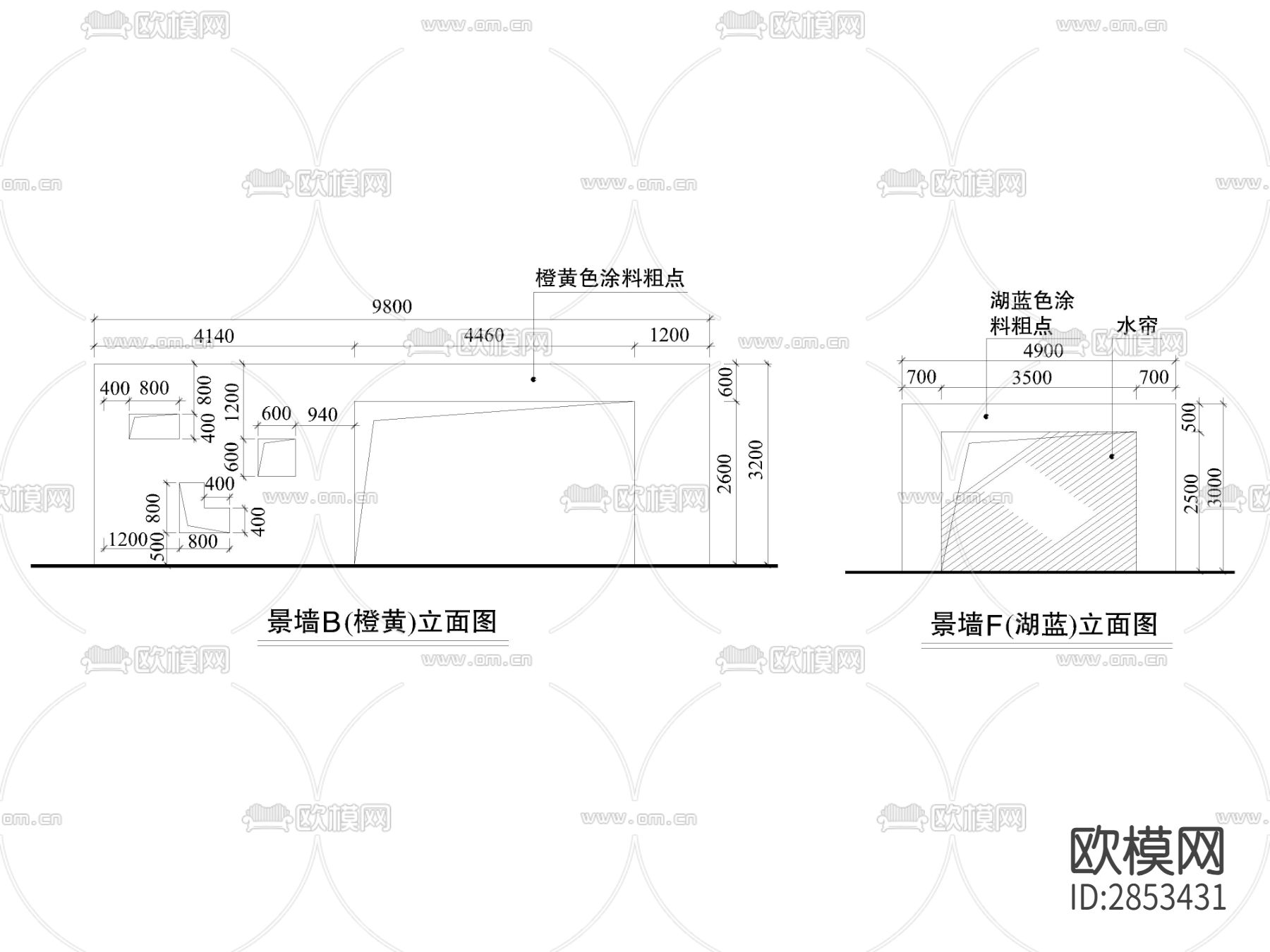 景墙cad大样图下载（渲染图3）