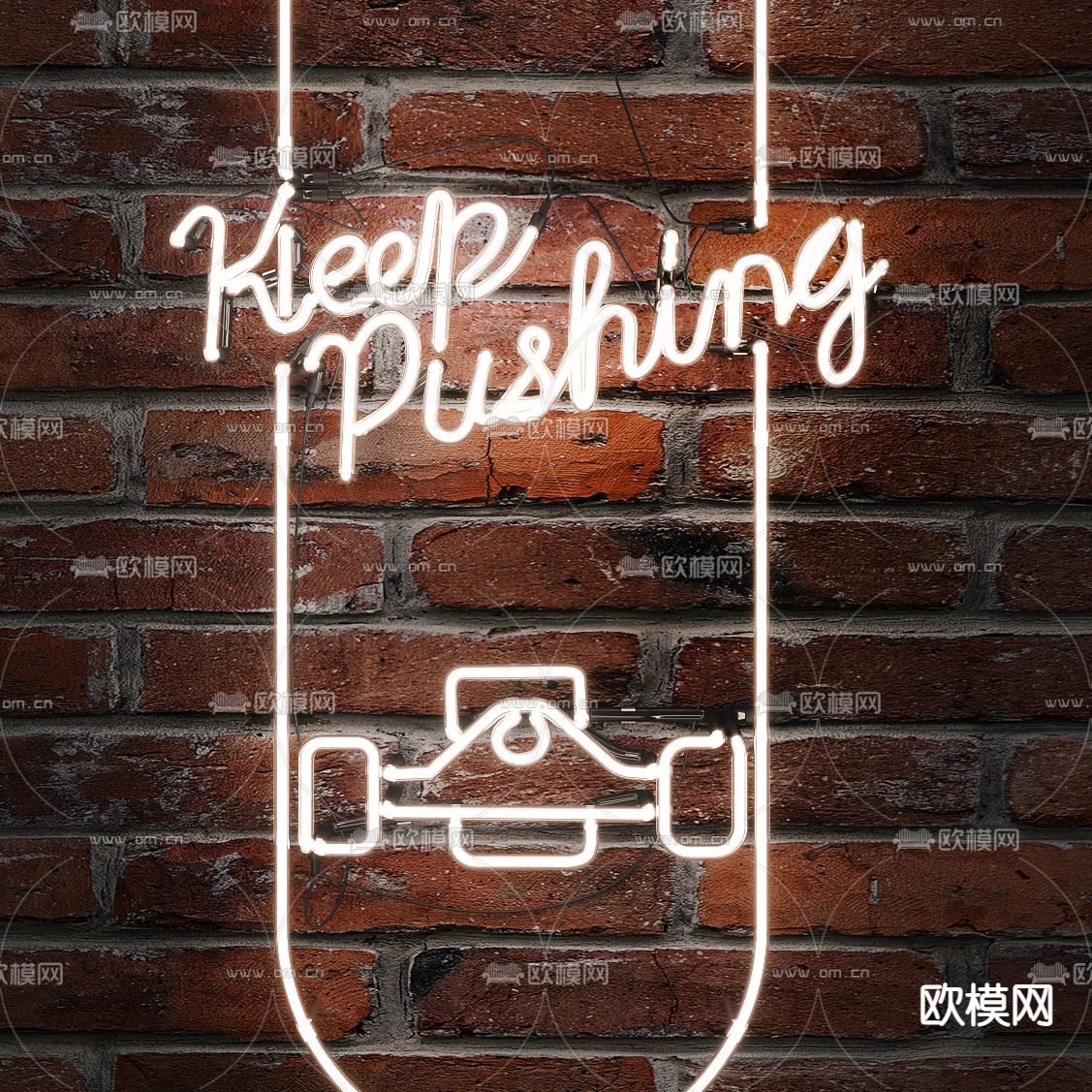 霓虹灯字 英文字 发光字su模型下载（渲染图2）