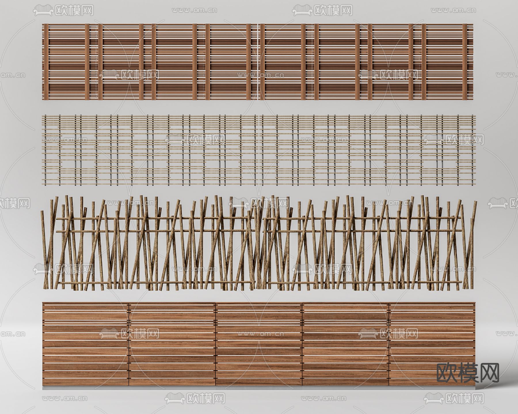 篱笆墙 围栏 围墙 木栅栏3d模型下载