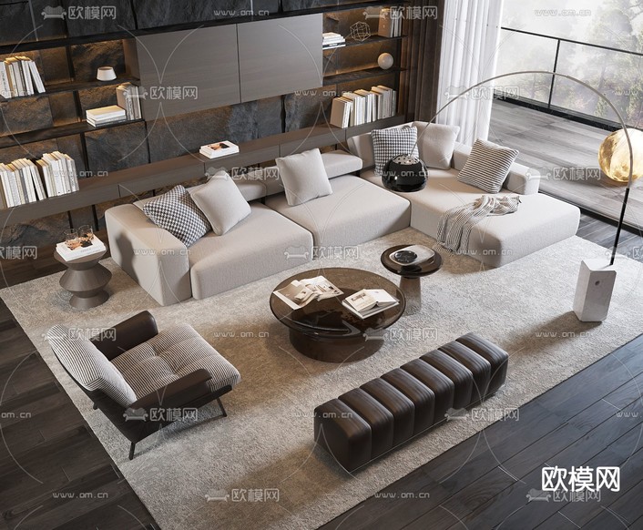 Minotti 组合沙发3d模型下载(渲染图1)