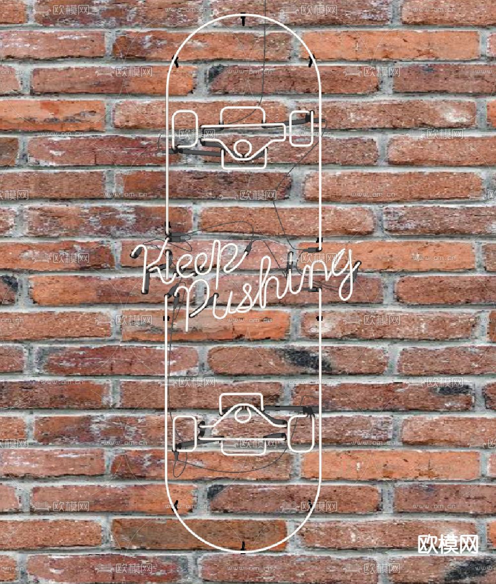 霓虹灯字 英文字 发光字su模型下载（渲染图3）