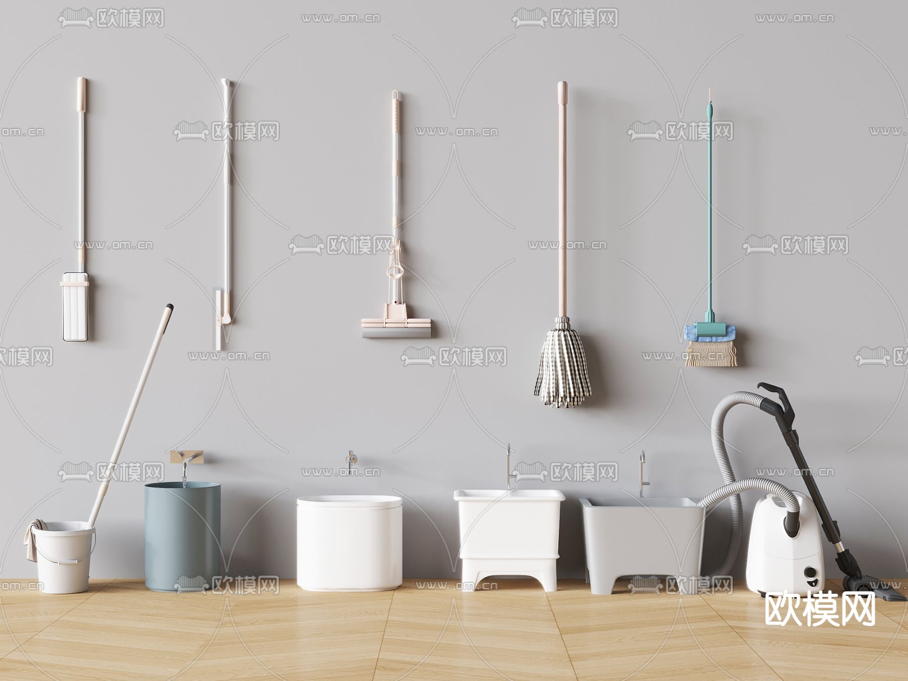 吸尘器 拖把池 拖布3d模型下载