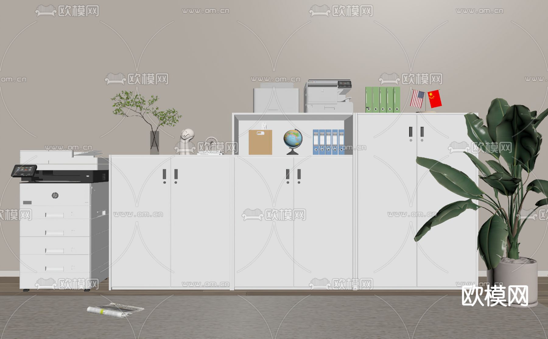 现代文件柜su模型下载（渲染图2）