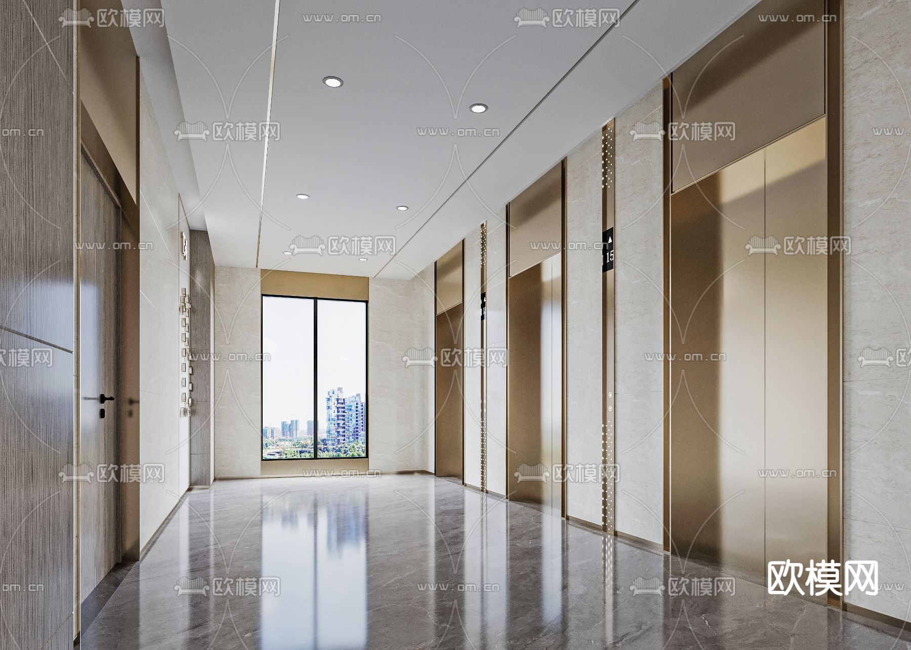 电梯厅3d模型下载