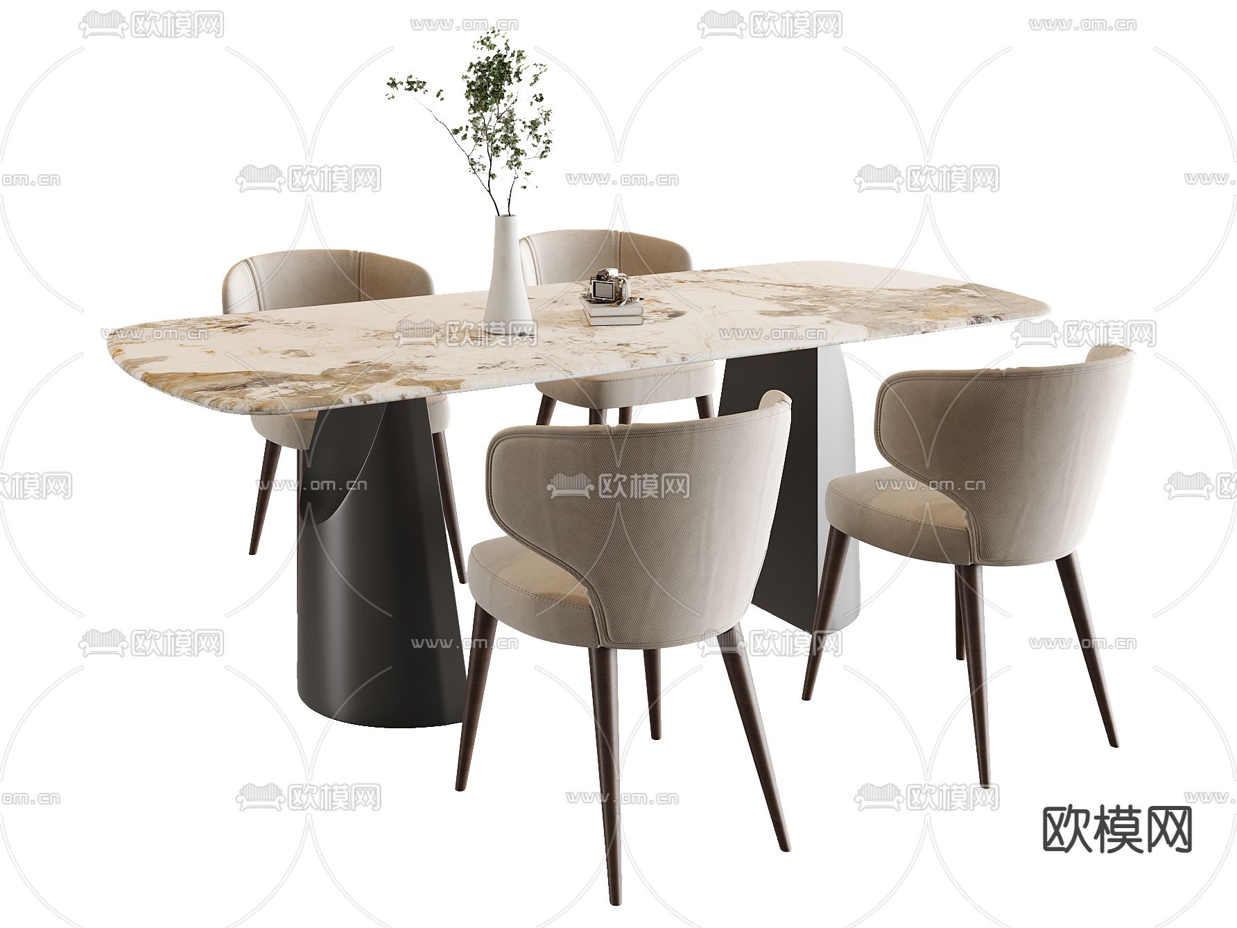 岩板餐桌椅3d模型下载