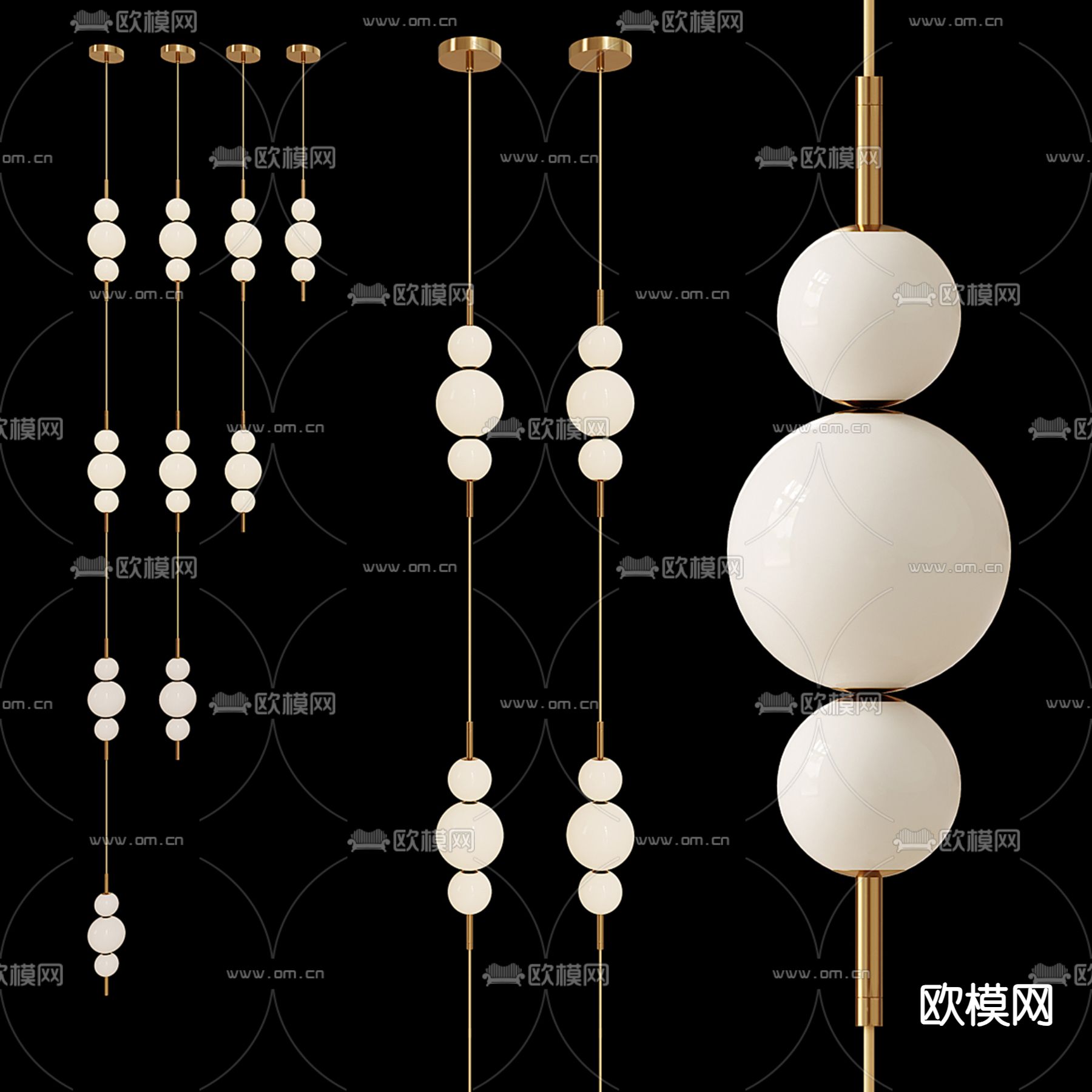 串珠吊灯 装饰灯 大堂灯3d模型下载