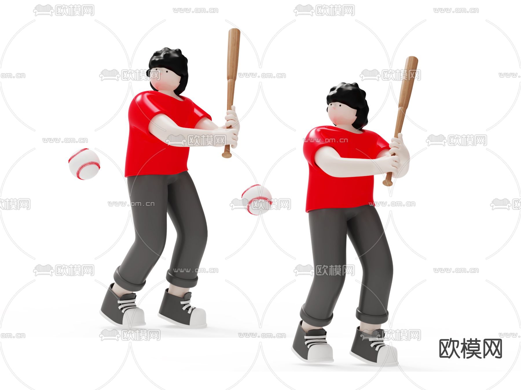 棒球运动员su模型下载（渲染图1）