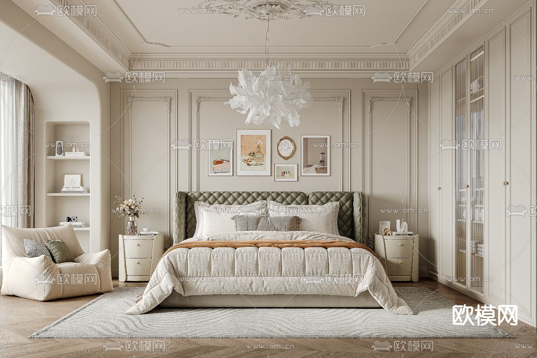 法式卧室 主卧3d模型下载