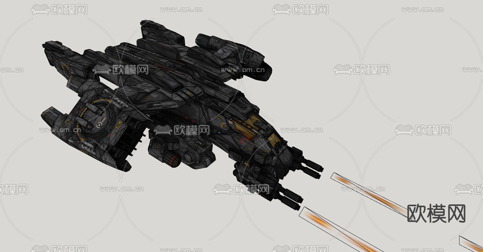 科幻飞行器 宇宙飞船 外星战舰su模型下载（渲染图2）