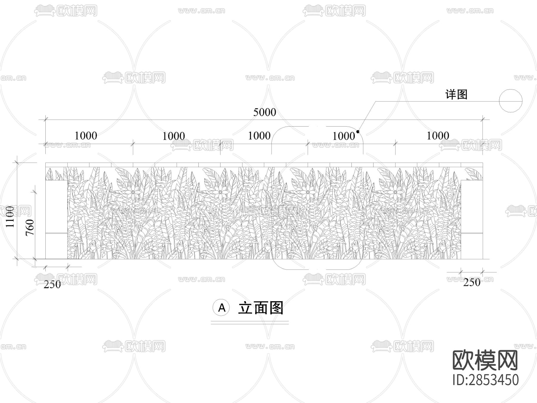 景墙cad大样图下载（渲染图1）