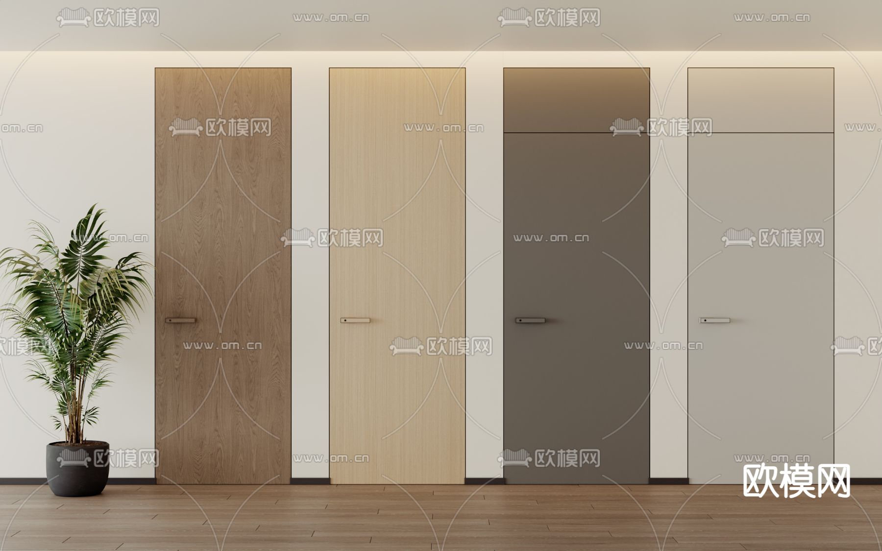 隐形门 极简门 木门 通顶门 单开门3d模型下载_ID14280996_3dmax免费模型-欧模网