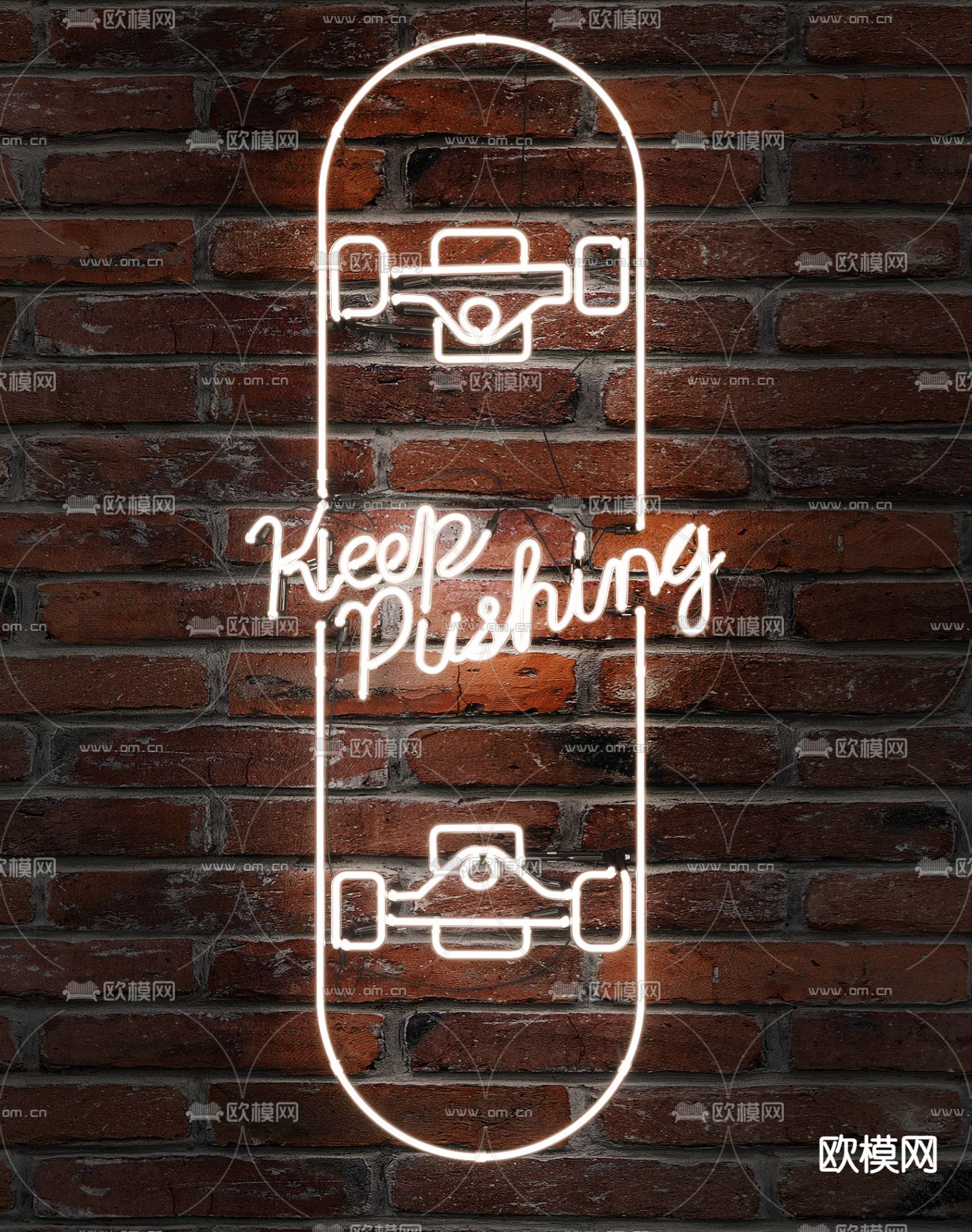 霓虹灯字 英文字 发光字su模型下载（渲染图1）