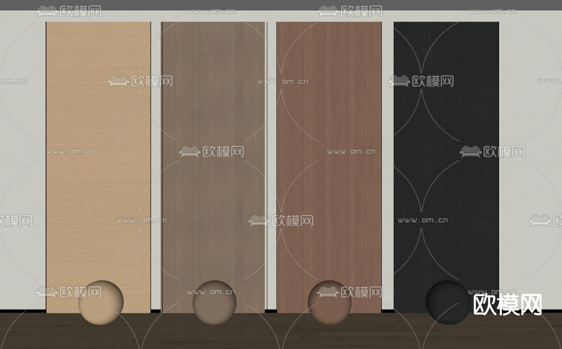 木饰面 护墙板su模型下载（渲染图2）