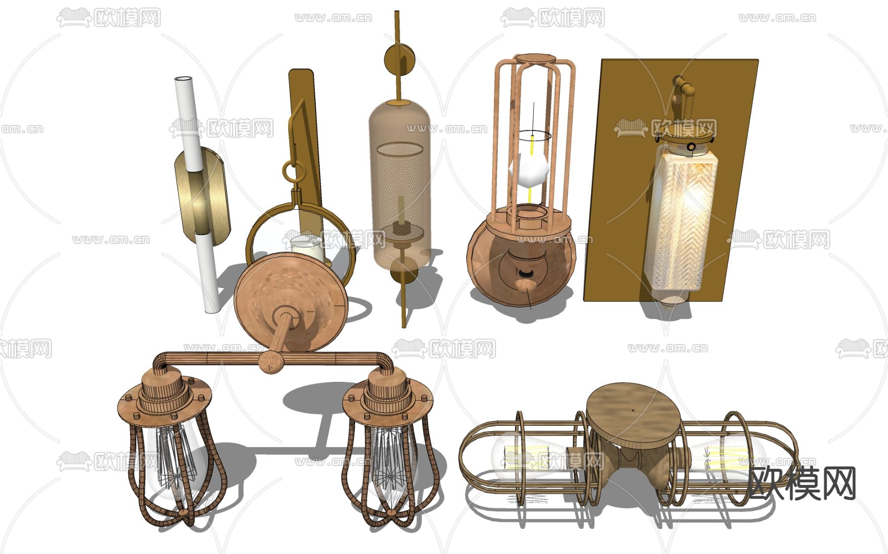 轻奢壁灯 镜前灯su模型下载（渲染图1）