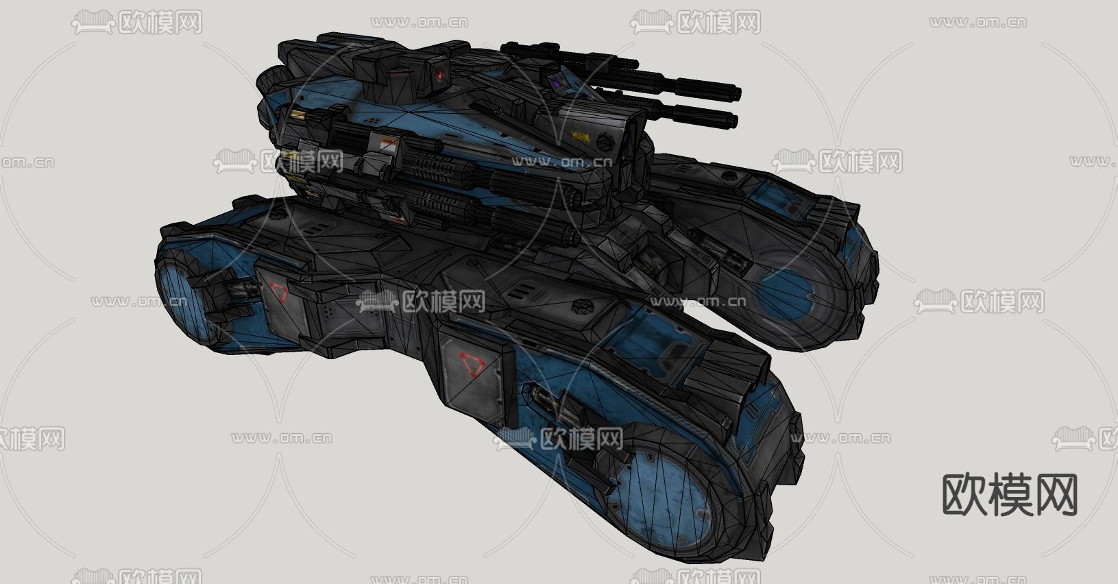 科幻飞行器 宇宙飞船 外星战舰su模型下载（渲染图2）