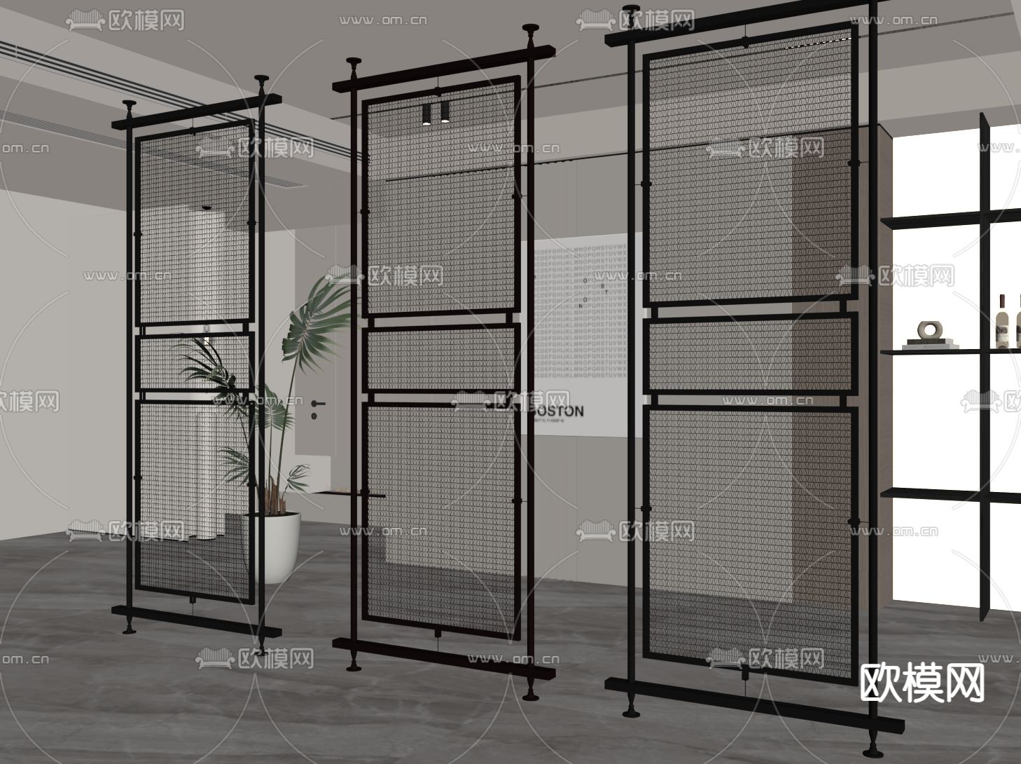 工业风金属屏风 隔断su模型下载（渲染图2）