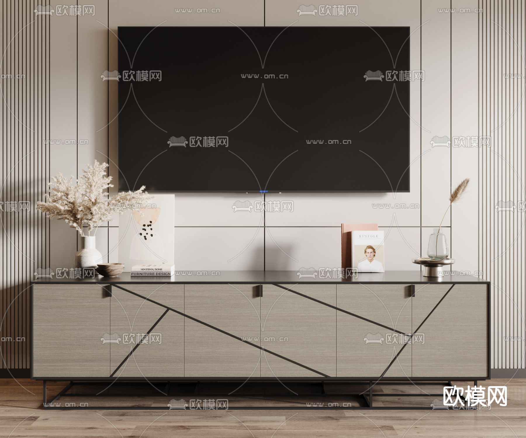 现代电视柜3d模型下载