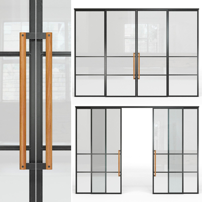 玻璃推拉门 双开门su模型