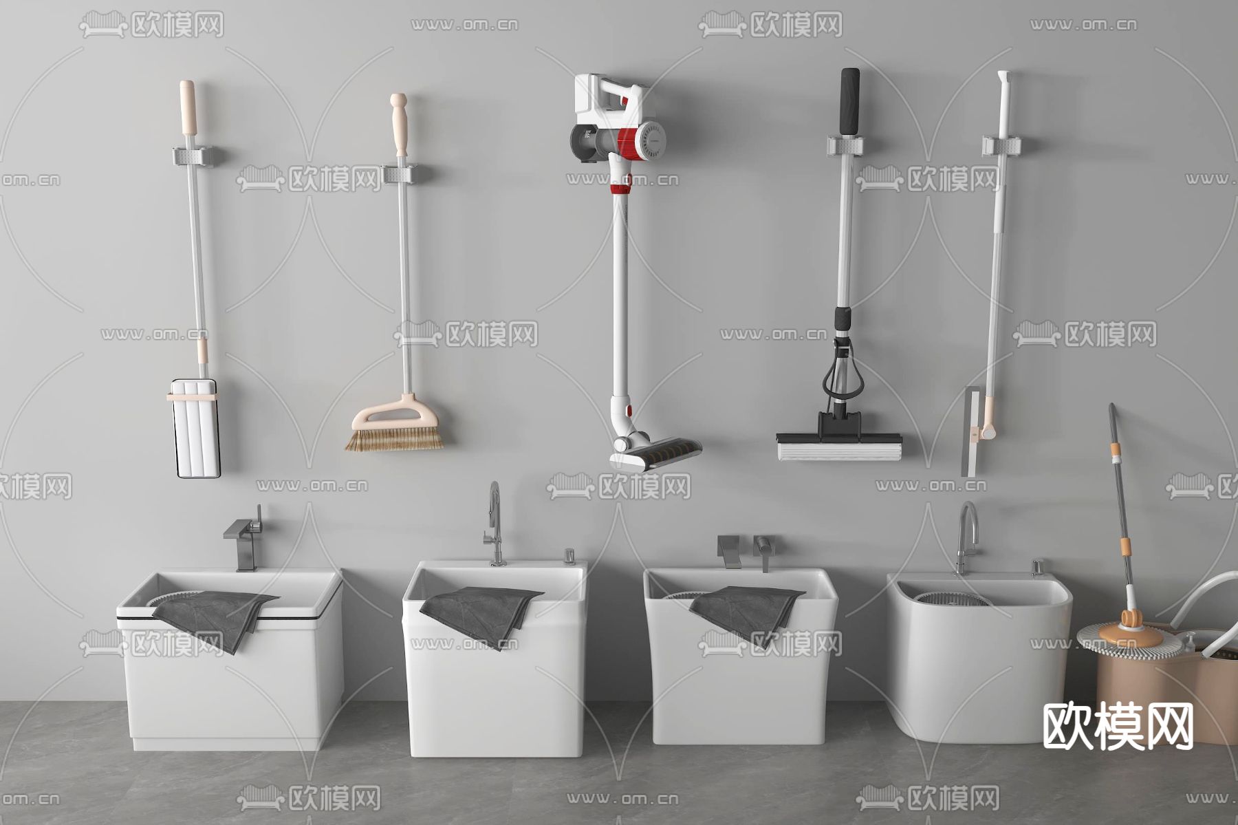 拖把 拖把池 墩布池 洁具3d模型下载