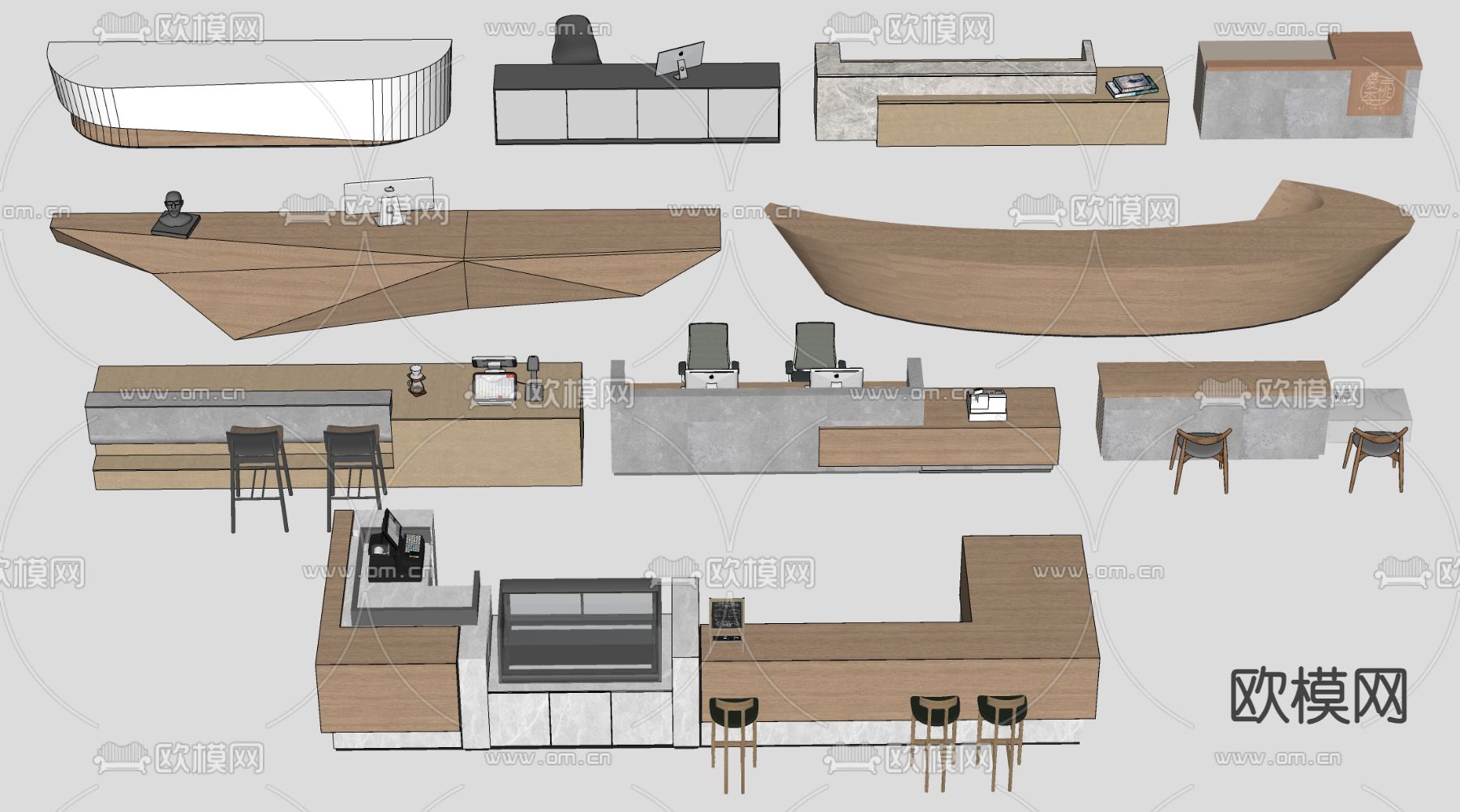 服务台 接待台su模型下载（渲染图2）