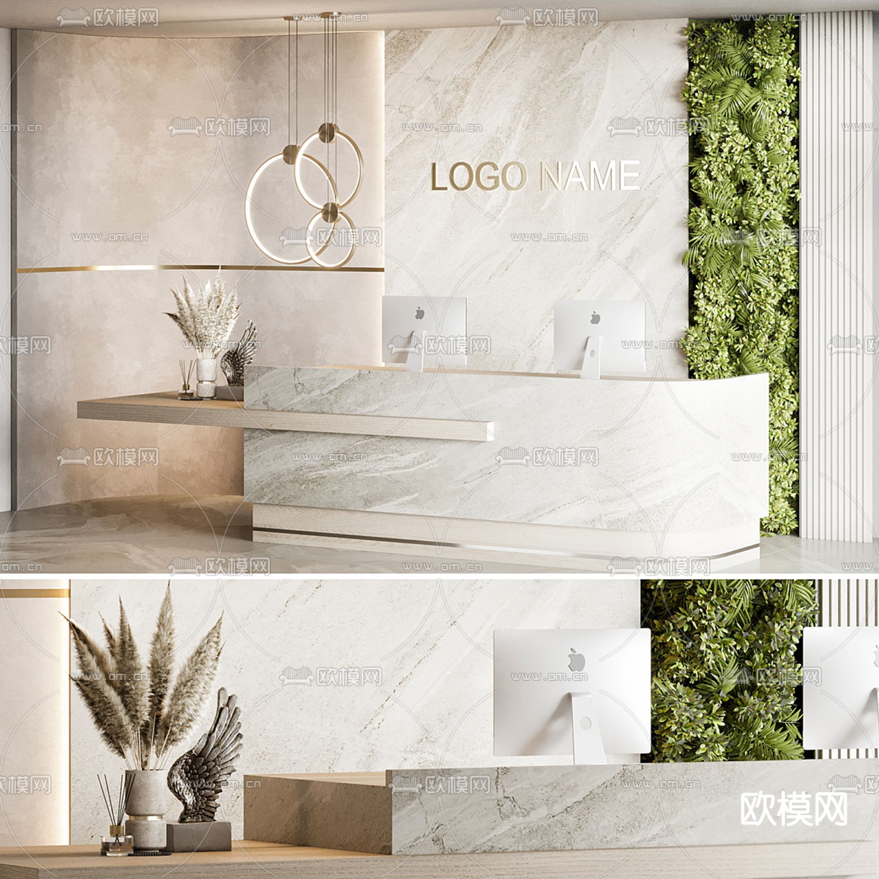 前台 接待台3d模型下载（渲染图1）