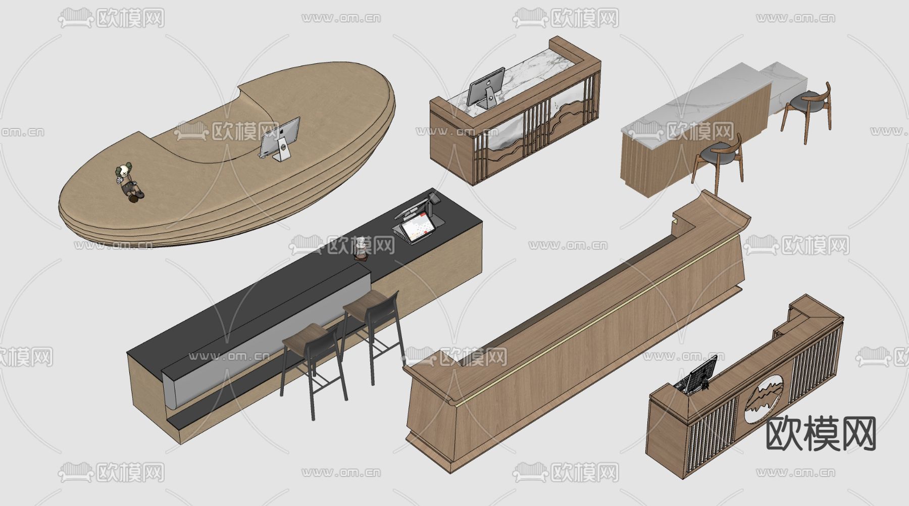 接待台 吧台 收银台su模型下载（渲染图2）