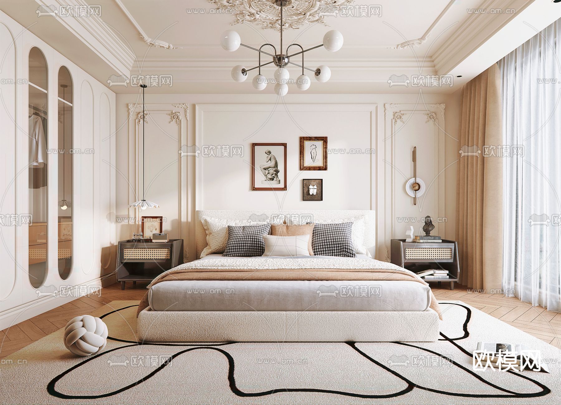 法式卧室 主人房3d模型下载