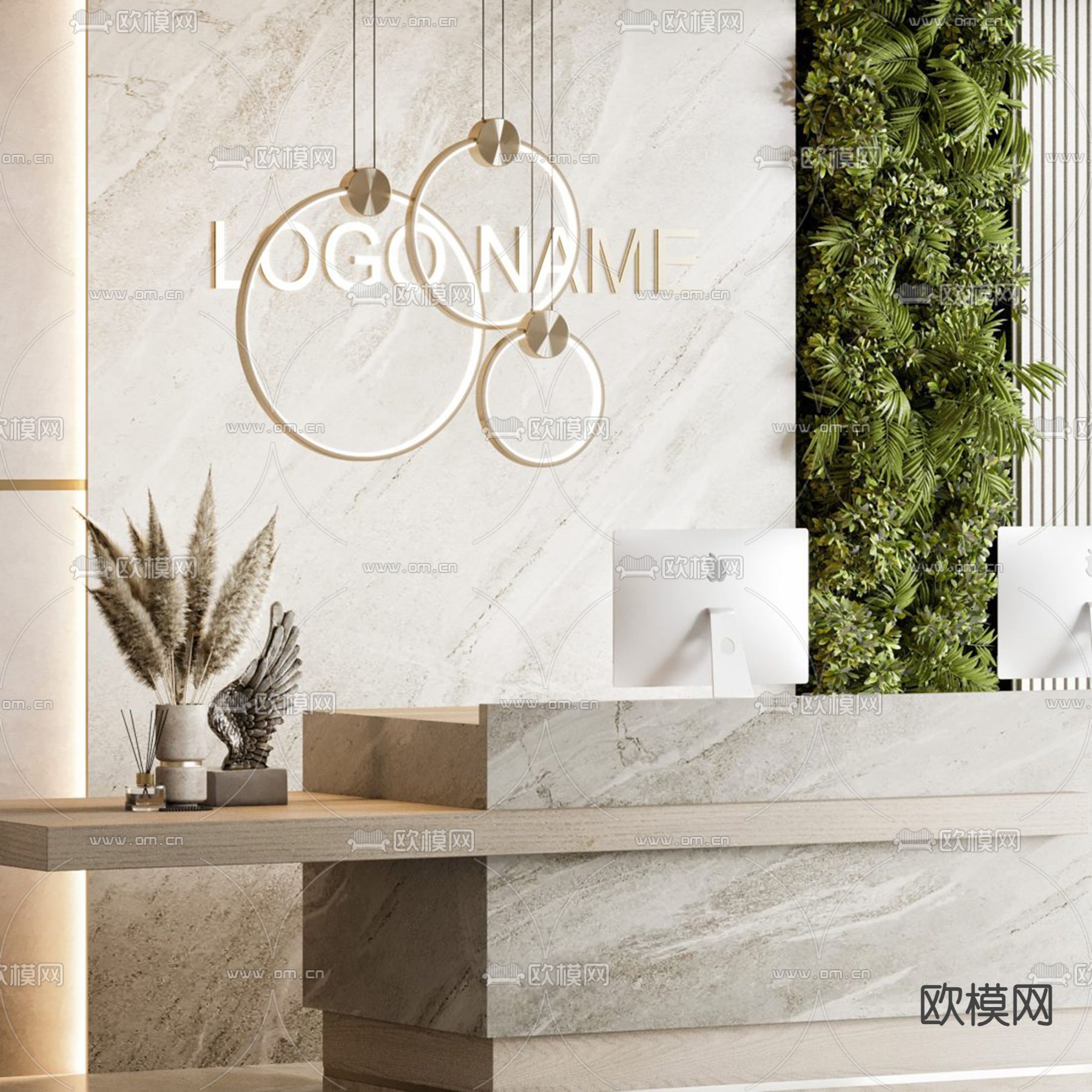 前台 接待台3d模型下载（渲染图2）