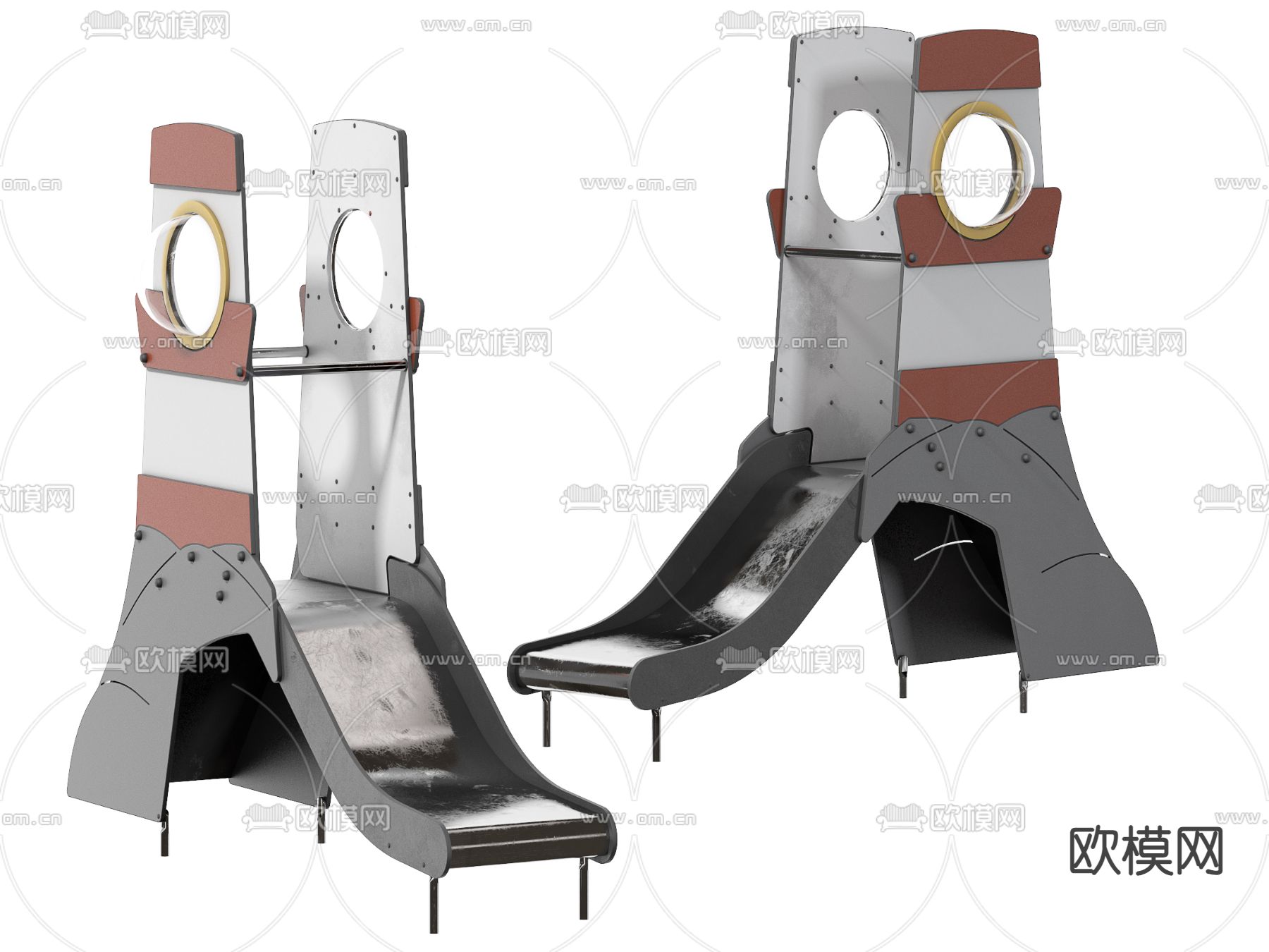 儿童娱乐滑滑梯su模型下载（渲染图1）
