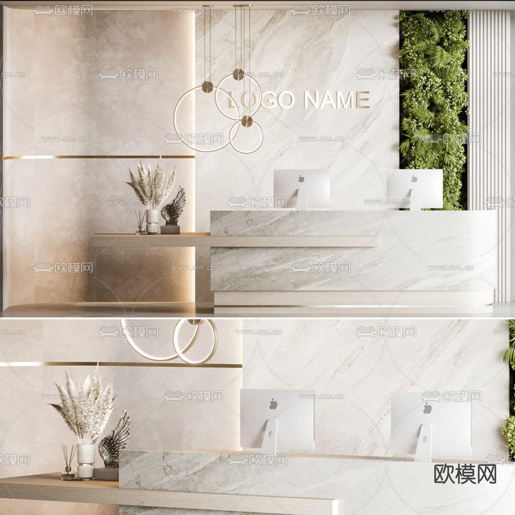 前台 接待台3d模型下载（渲染图3）