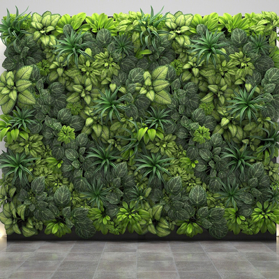  绿植背景墙su模型 