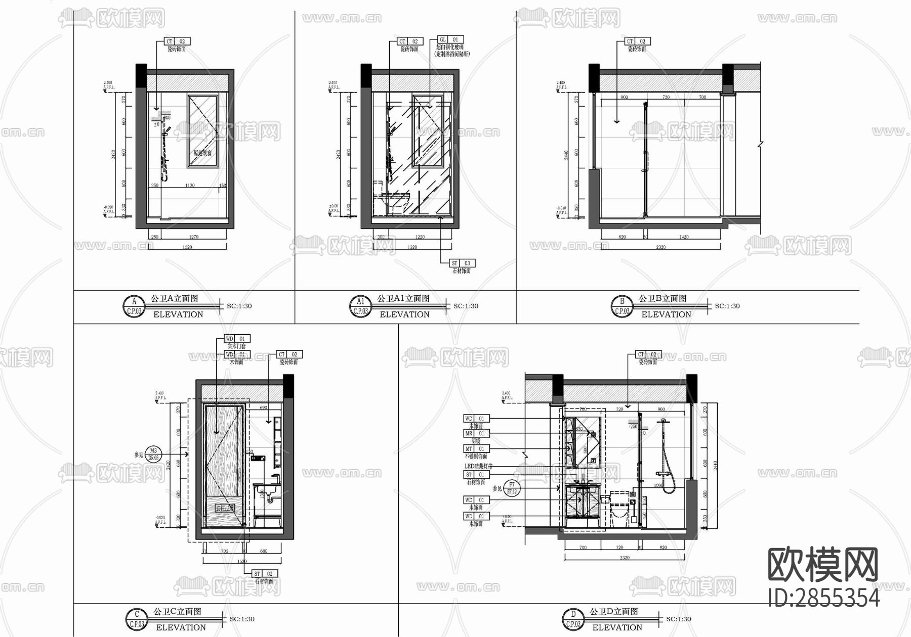 家装平层cad施工图下载（渲染图8）