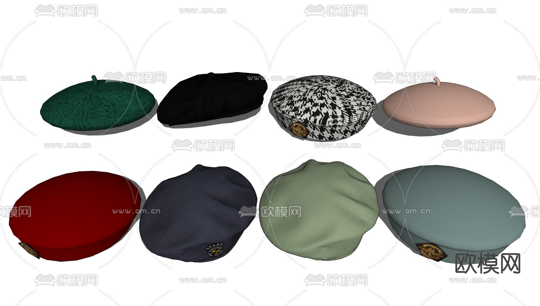 贝雷帽 帽子su模型下载（渲染图1）