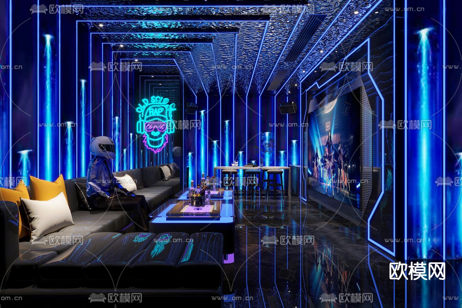 现代KTV包房su模型下载（渲染图1）